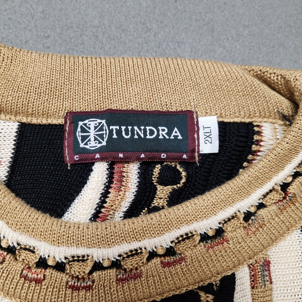 Vintage Tundra Coogi Style Knit Sweater 2XLT 90s - Picture 4 of 14